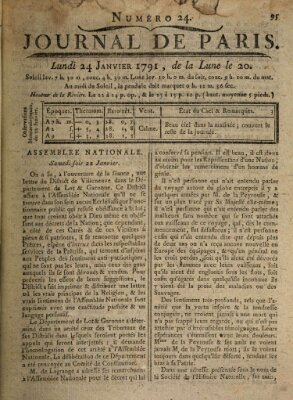 Journal de Paris 〈Paris〉 Montag 24. Januar 1791