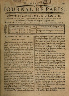 Journal de Paris 〈Paris〉 Mittwoch 26. Januar 1791