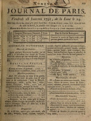 Journal de Paris 〈Paris〉 Freitag 28. Januar 1791