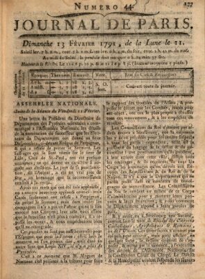 Journal de Paris 〈Paris〉 Sonntag 13. Februar 1791