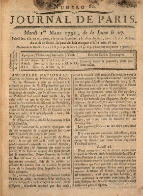 Journal de Paris 〈Paris〉 Dienstag 1. März 1791