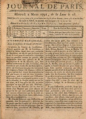 Journal de Paris 〈Paris〉 Mittwoch 2. März 1791