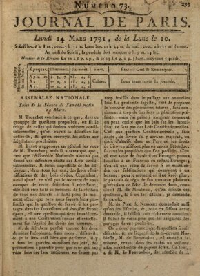 Journal de Paris 〈Paris〉 Montag 14. März 1791