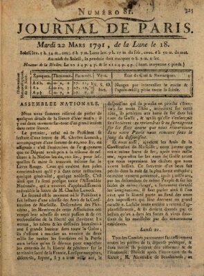 Journal de Paris 〈Paris〉 Dienstag 22. März 1791