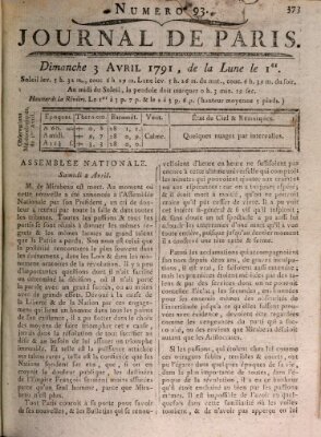 Journal de Paris 〈Paris〉 Sonntag 3. April 1791