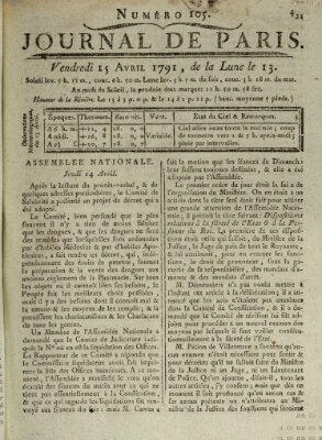 Journal de Paris 〈Paris〉 Freitag 15. April 1791