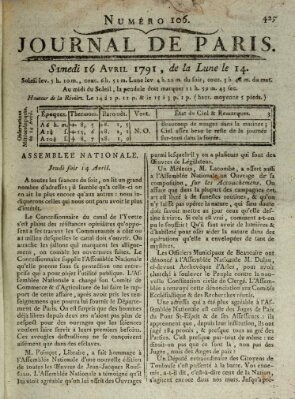 Journal de Paris 〈Paris〉 Samstag 16. April 1791