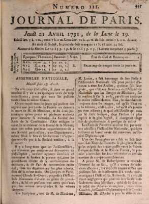 Journal de Paris 〈Paris〉 Donnerstag 21. April 1791