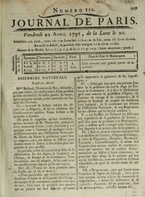 Journal de Paris 〈Paris〉 Freitag 22. April 1791