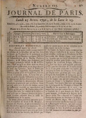 Journal de Paris 〈Paris〉 Montag 25. April 1791