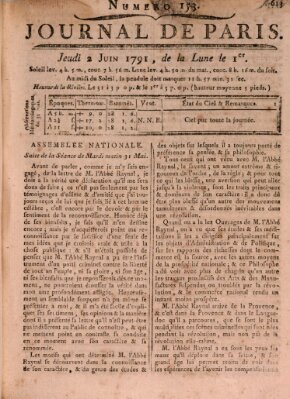 Journal de Paris 〈Paris〉 Donnerstag 2. Juni 1791