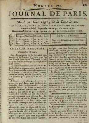 Journal de Paris 〈Paris〉 Dienstag 21. Juni 1791