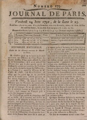 Journal de Paris 〈Paris〉 Freitag 24. Juni 1791