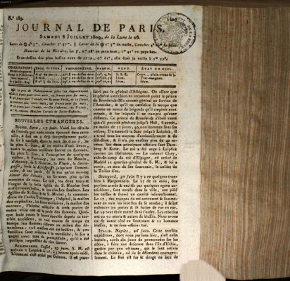 Journal de Paris 〈Paris〉 Samstag 8. Juli 1809