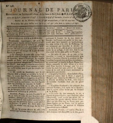 Journal de Paris 〈Paris〉 Mittwoch 12. Juli 1809