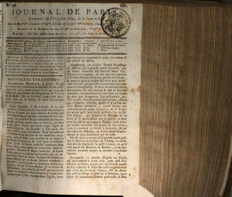 Journal de Paris 〈Paris〉 Samstag 15. Juli 1809