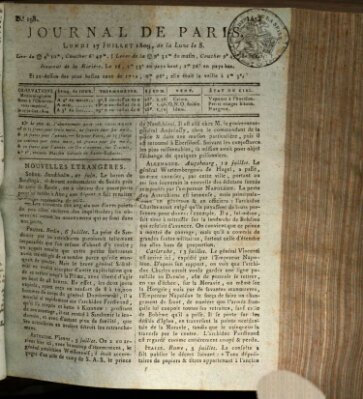 Journal de Paris 〈Paris〉 Montag 17. Juli 1809