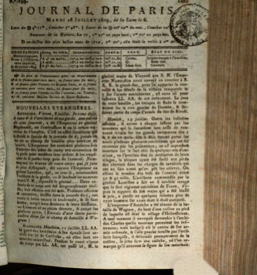 Journal de Paris 〈Paris〉 Dienstag 18. Juli 1809