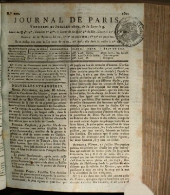 Journal de Paris 〈Paris〉 Freitag 21. Juli 1809