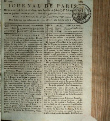 Journal de Paris 〈Paris〉 Mittwoch 26. Juli 1809