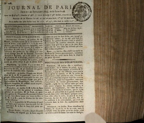 Journal de Paris 〈Paris〉 Donnerstag 27. Juli 1809