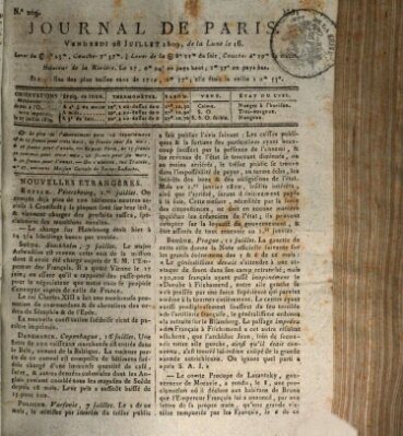 Journal de Paris 〈Paris〉 Freitag 28. Juli 1809