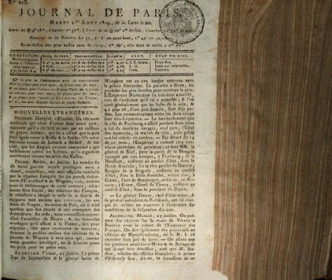 Journal de Paris 〈Paris〉 Dienstag 1. August 1809