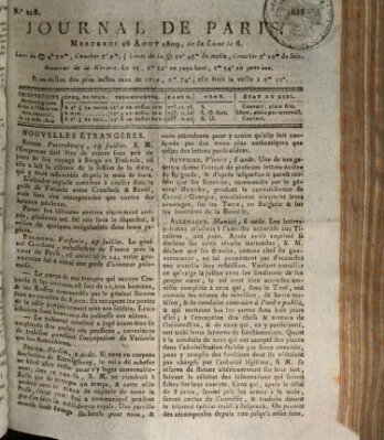 Journal de Paris 〈Paris〉 Mittwoch 16. August 1809