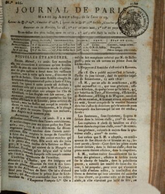 Journal de Paris 〈Paris〉 Dienstag 29. August 1809