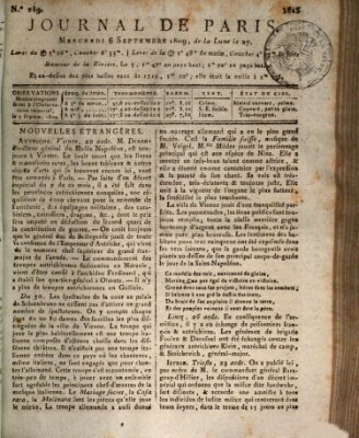 Journal de Paris 〈Paris〉 Mittwoch 6. September 1809