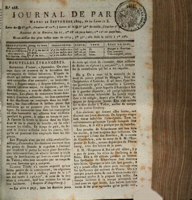 Journal de Paris 〈Paris〉 Dienstag 12. September 1809