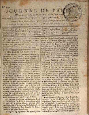 Journal de Paris 〈Paris〉 Mittwoch 4. Oktober 1809