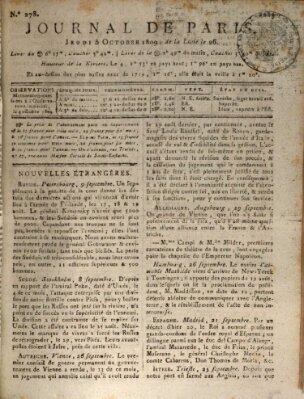 Journal de Paris 〈Paris〉 Donnerstag 5. Oktober 1809