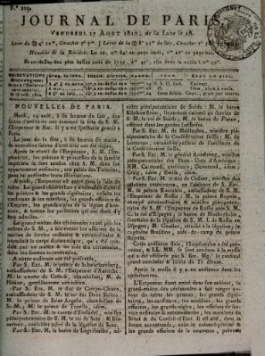 Journal de Paris 〈Paris〉 Freitag 17. August 1810