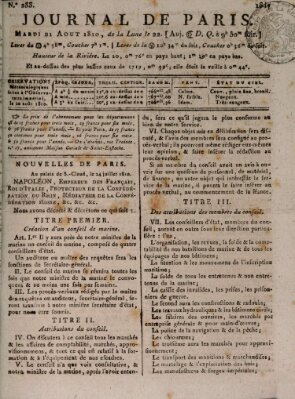 Journal de Paris 〈Paris〉 Dienstag 21. August 1810