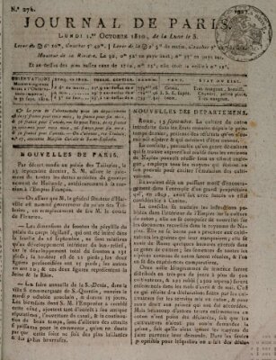 Journal de Paris 〈Paris〉 Montag 1. Oktober 1810