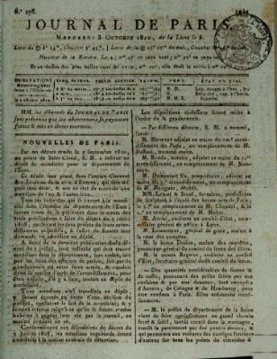 Journal de Paris 〈Paris〉 Mittwoch 3. Oktober 1810