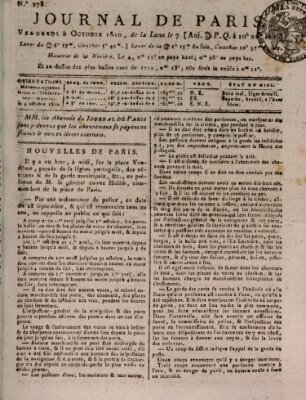 Journal de Paris 〈Paris〉 Freitag 5. Oktober 1810