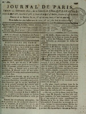 Journal de Paris 〈Paris〉 Donnerstag 11. Oktober 1810