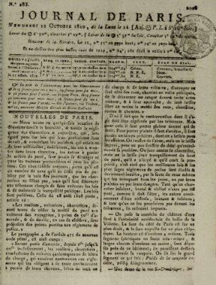 Journal de Paris 〈Paris〉 Freitag 12. Oktober 1810