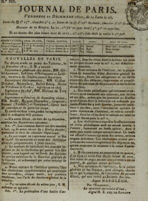 Journal de Paris 〈Paris〉 Freitag 21. Dezember 1810