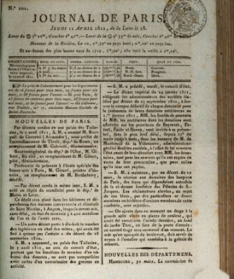 Journal de Paris 〈Paris〉 Donnerstag 11. April 1811