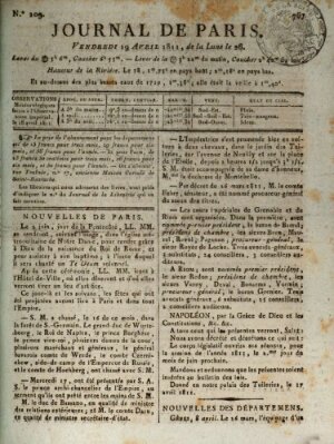 Journal de Paris 〈Paris〉 Freitag 19. April 1811