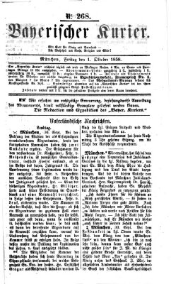 Bayerischer Kurier Freitag 1. Oktober 1858