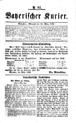 Bayerischer Kurier Mittwoch 23. März 1859