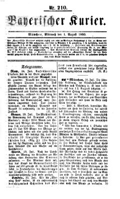 Bayerischer Kurier Mittwoch 1. August 1860