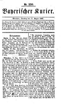 Bayerischer Kurier Dienstag 21. August 1860