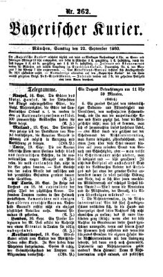 Bayerischer Kurier Samstag 22. September 1860