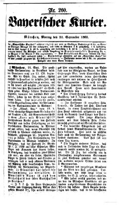 Bayerischer Kurier Montag 22. September 1862