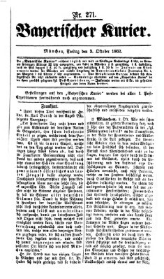 Bayerischer Kurier Freitag 3. Oktober 1862